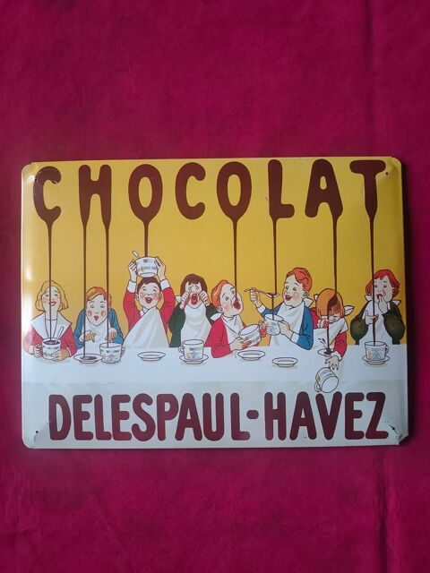 Plaque publicitaire chocolat delespaul-havez  30 Avermes (03)