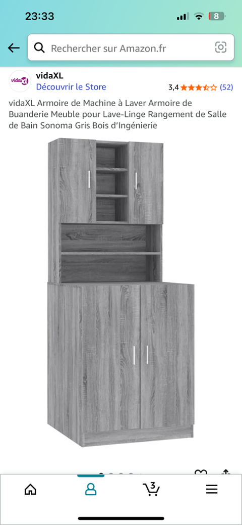 Armoire Grise en Bois pour Machine à Laver La Ferté-Bernard (72)