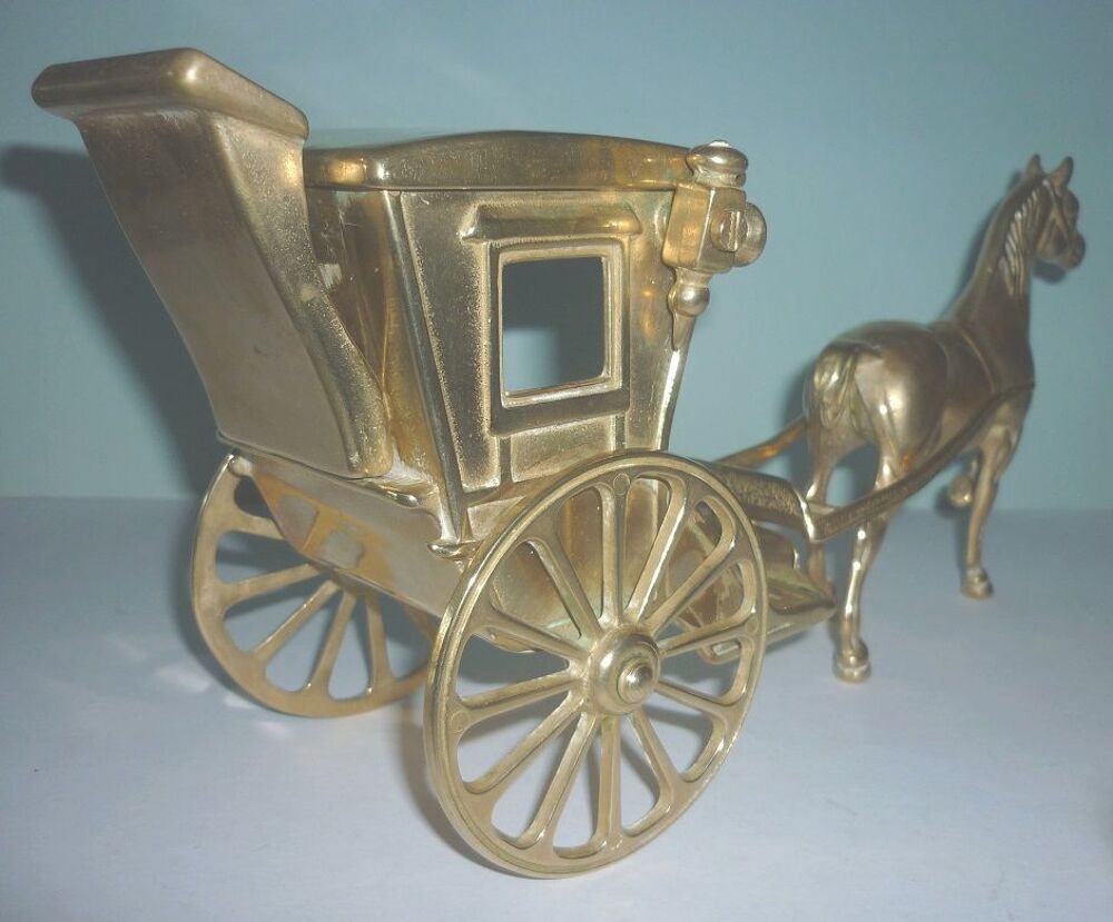 CHEVAL et CAL&Egrave;CHE - Laiton - L=32cm H=15cm - Vintage ann&eacute;es Décoration