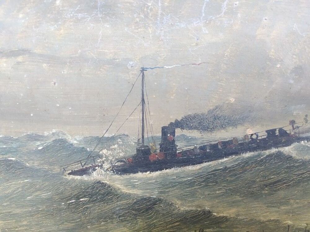 Tableau Peinture Marine Torpilleur 106 Carentan 1896 