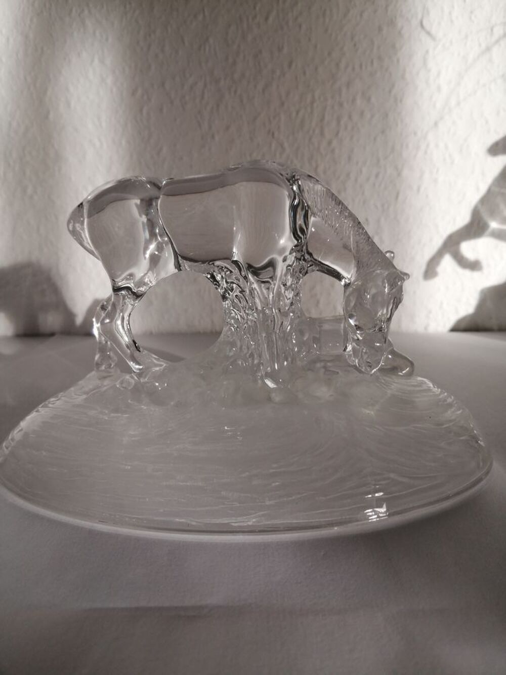 Pi&egrave;ce en cristal d'Arques : Cheval / Jument et son petit Décoration
