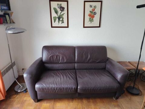 Canap� lit cuir marron Nice (06)