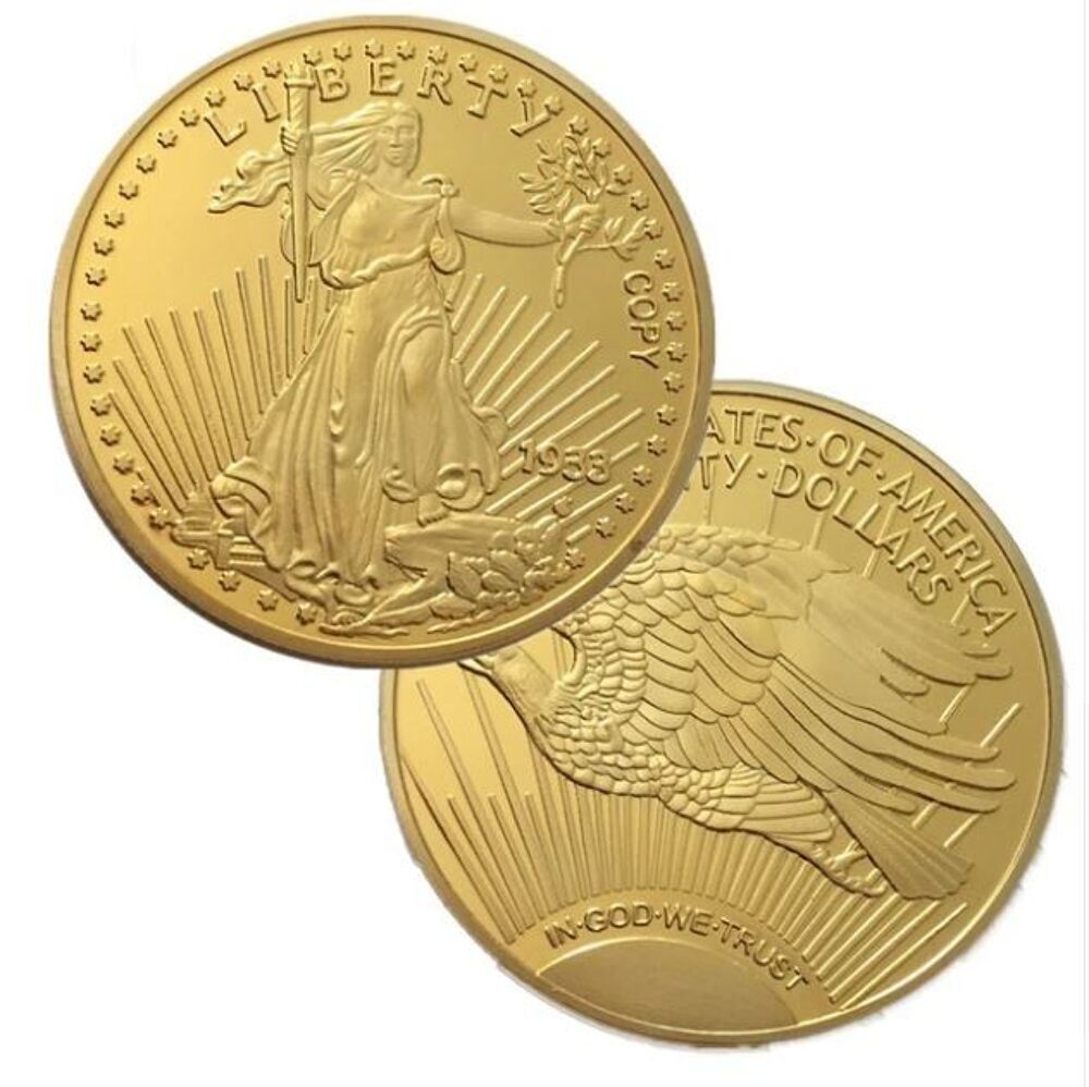 R&Eacute;PLIQUE PLAQU&Eacute; OR TWENTY DOLLARS DOUBLE AIGLE 