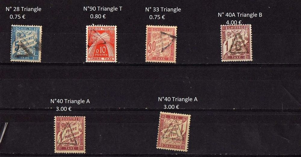 France Taxe avec triangle
Timbres Taxe Type Duval et Gerbe 
