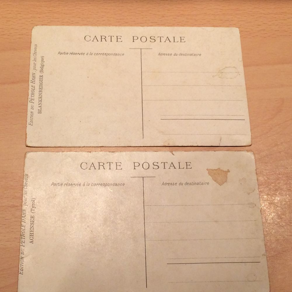 Cartes postales publicitaires P&eacute;trole Hahn 