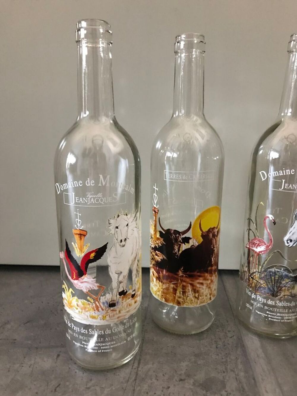 Lot 4 bouteilles vide, Camargue 