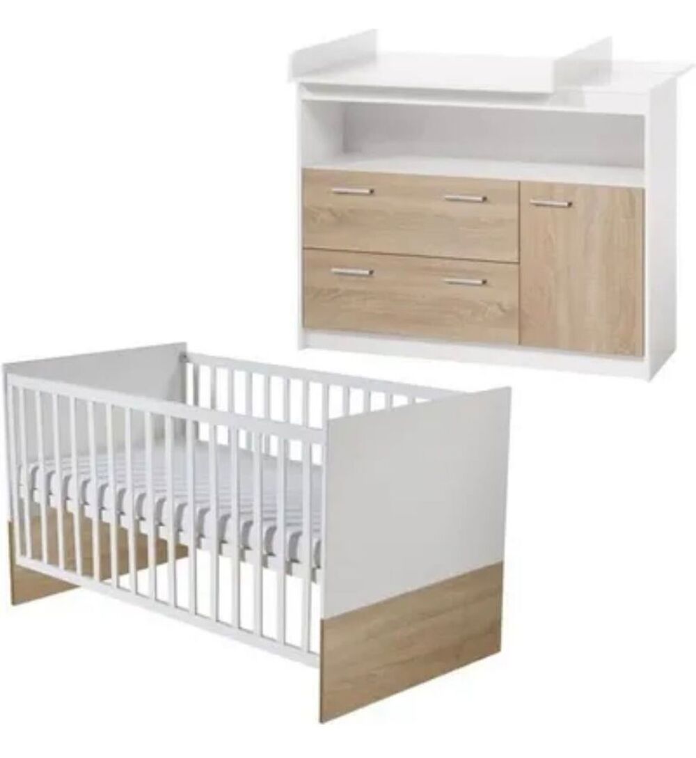 lit &eacute;volutif 70x140 + commode &agrave; langer + matelas de toute Mobilier enfants