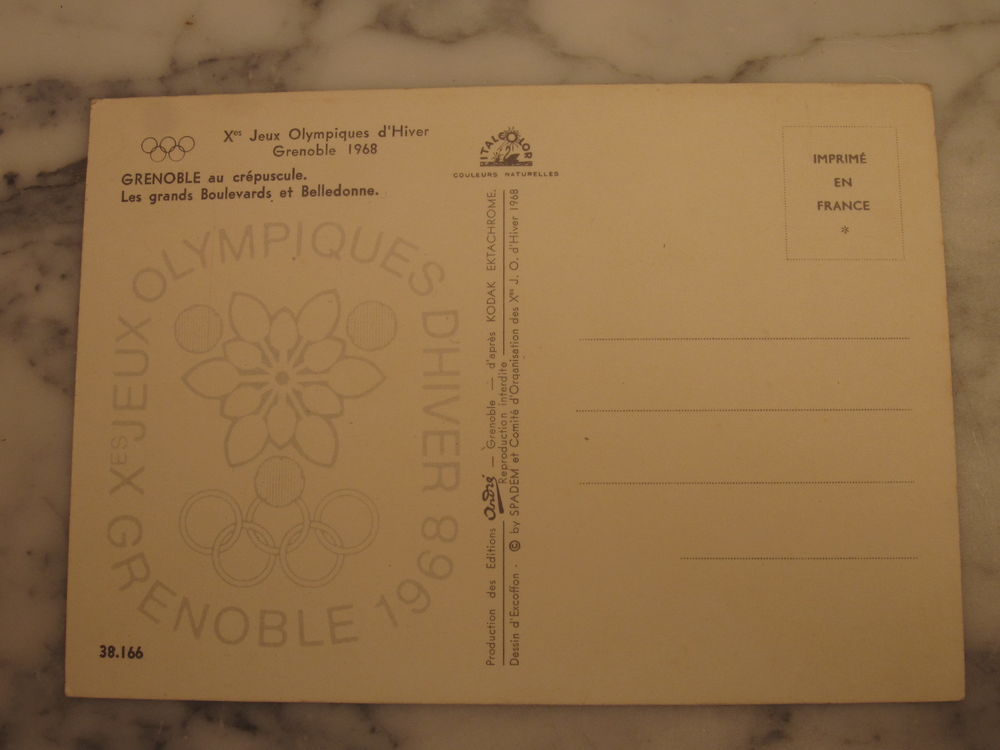 VIEILLE CARTE POSTALE"JEUX OLYMPIQUE GRENOBLE 1968" 
