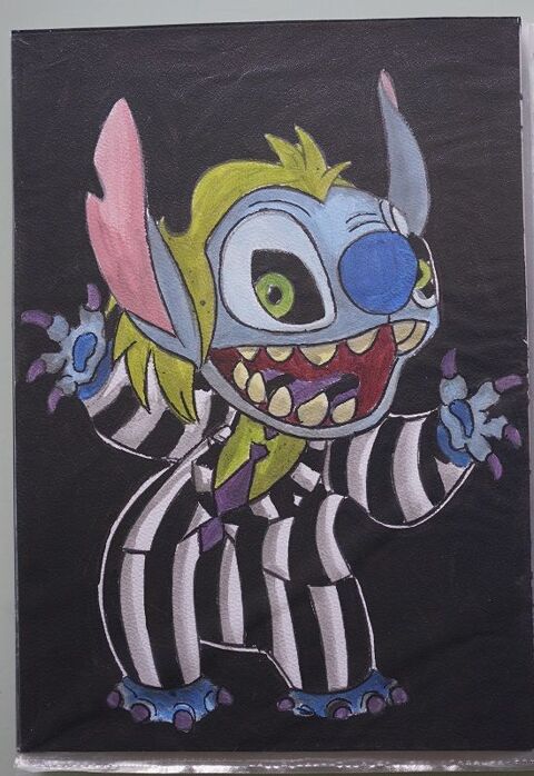 stitch en beetlejuice - sur papier aquarelle format A4 - 300 4 Fougères (35)