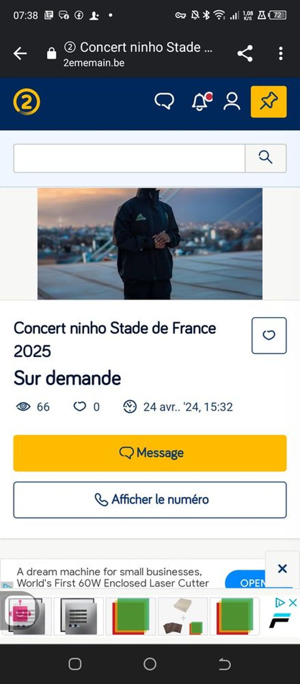 Billet concert ninho au stade de France Billetterie