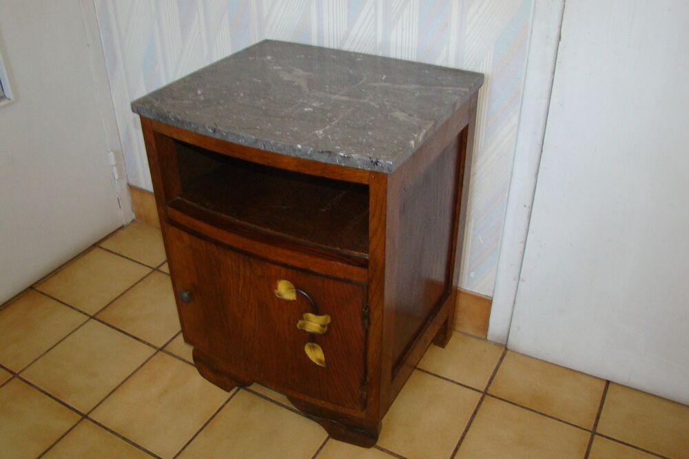 Table de chevet en ch&ecirc;ne massif - Art d&eacute;co Meubles