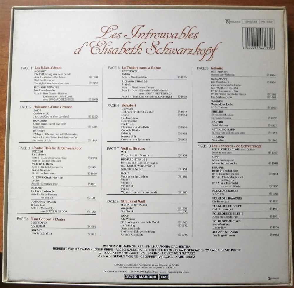 Les introuvables d'Elisabeth Schwarzkopf -Coffret 5 disques CD et vinyles