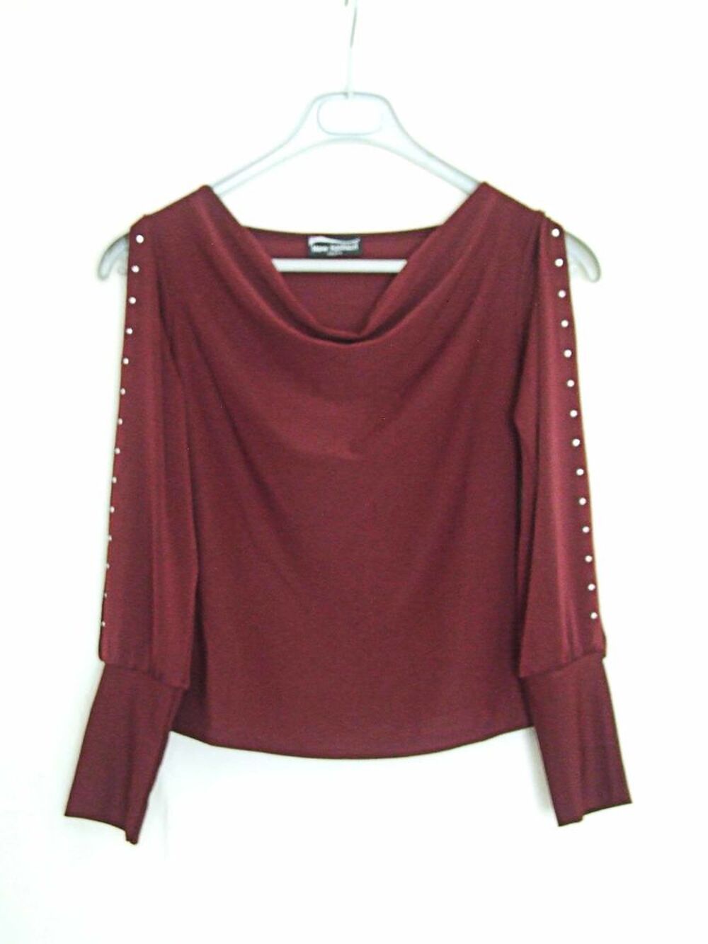 Tee-shirt pr&egrave;s du corps manches longues ouvertes Bordeaux Vêtements