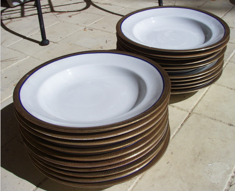 lot de 4 assiettes � salade ou soupe ou p�tes or liser� bleu 40 Roquefort-les-Pins (06)