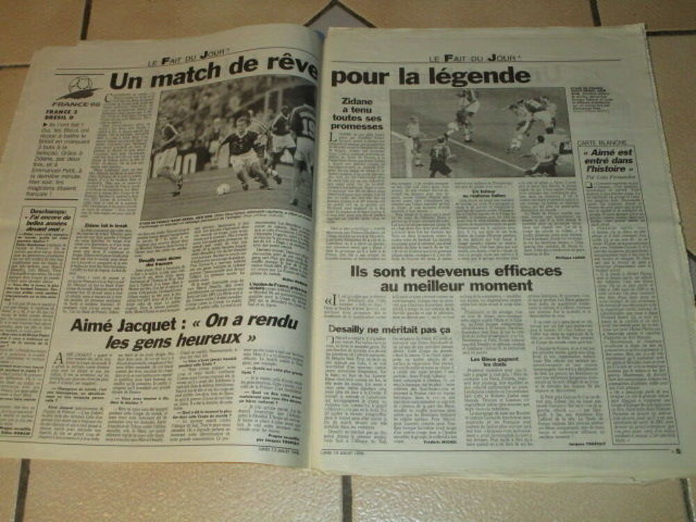 PARISIEN 13 JUILLET 1998 VICTOIRE COUPE MONDE FOOTBALL 