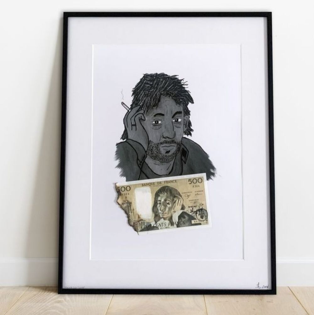 tableau Serge Gainsbourg 500 franc v&eacute;ritable 