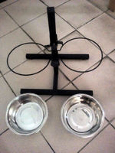   Porte Gamelles Bar À Chien Support Pour 2 Écuelles 