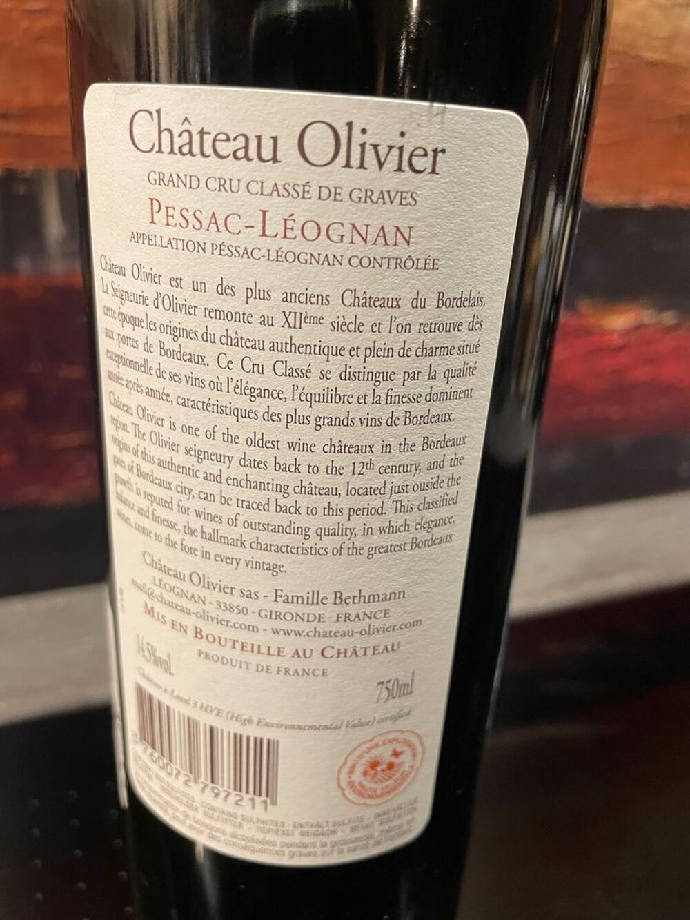1 Bt Ch&acirc;teau Olivier 2019 Pessac-Leognan Grand Cru Class&eacute; Cuisine