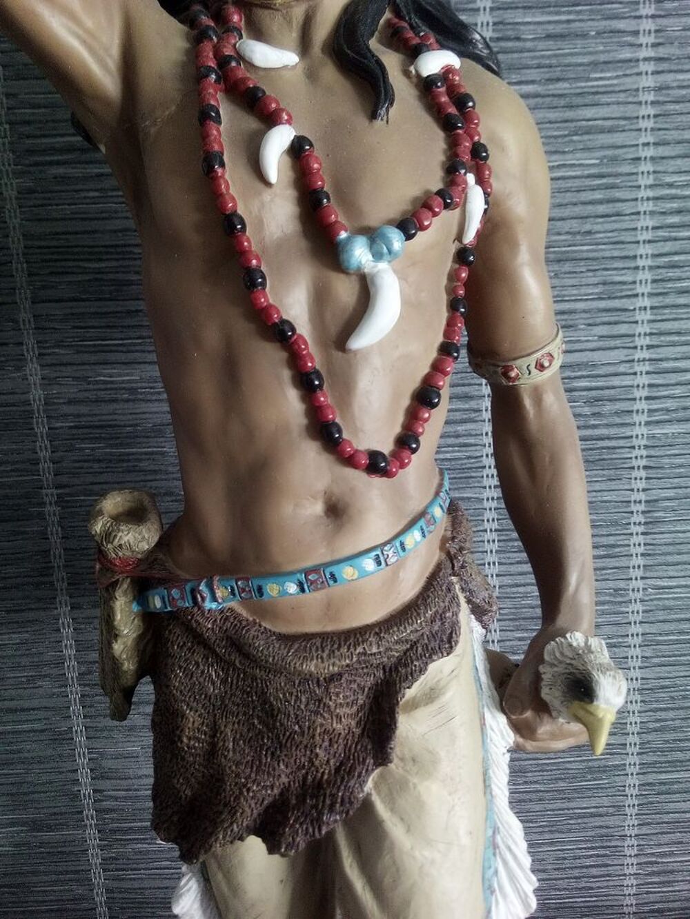 2 Grandes statues am&eacute;rindiens indiens avec f&ecirc;lures Décoration
