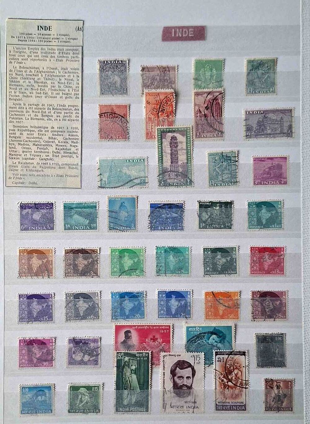 S&eacute;rie de timbres de collection d'Inde 