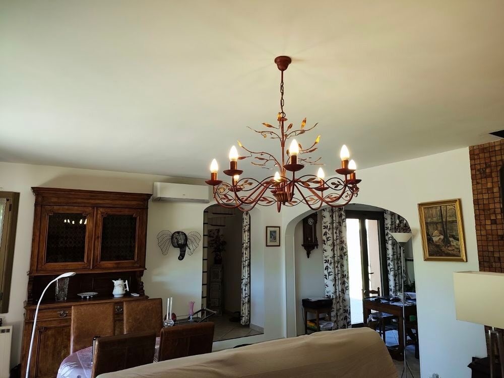 grand lustre rustique/v&eacute;g&eacute;tal en m&eacute;tal forg&eacute; Décoration