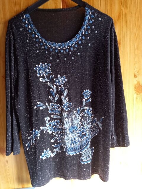 Haut manches longues bleu et noir taille 46 ? 48 Villiers (86)
