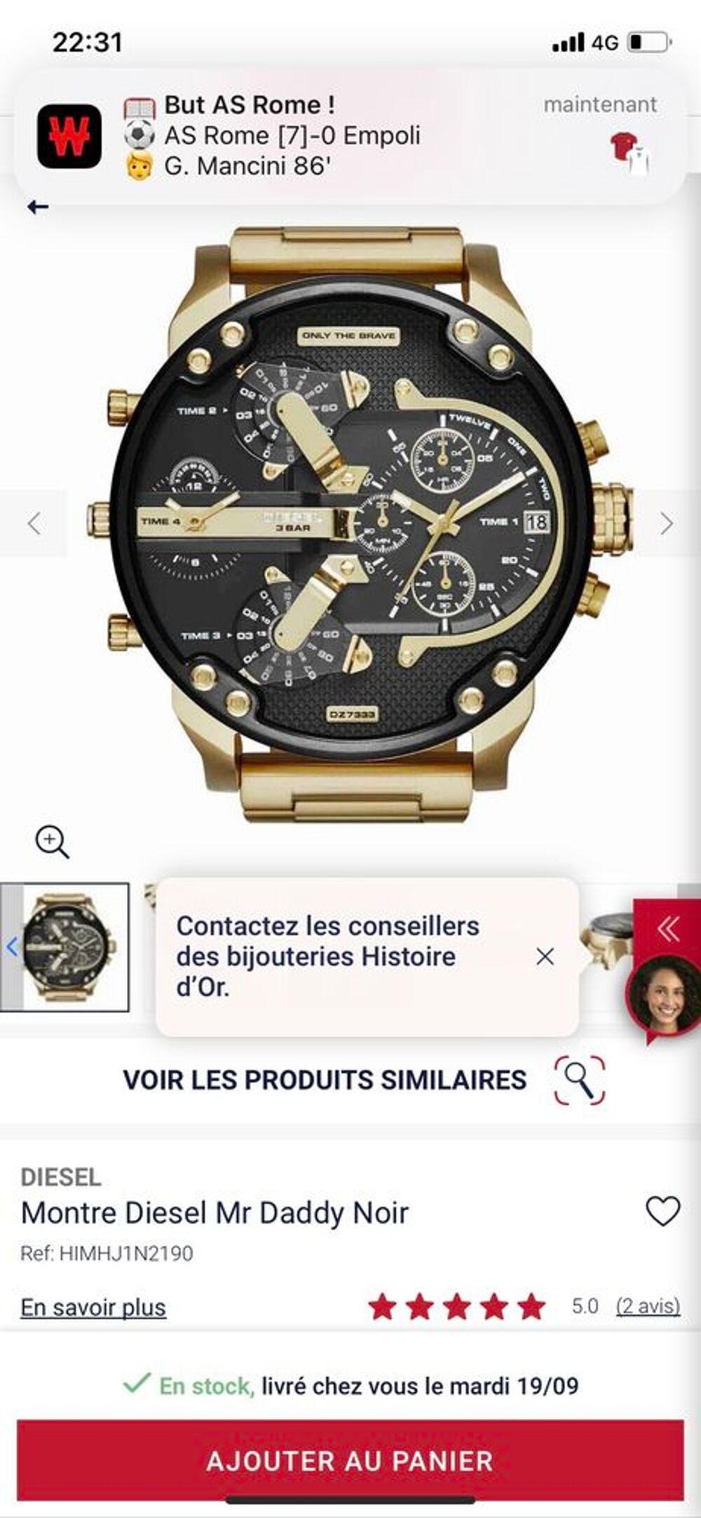 montre Diesel or Bijoux et montres