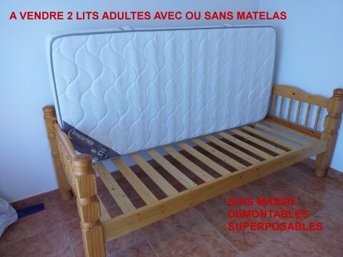 Deux lits mois massif 100x200 bon état pour adulte ou enfant 0 Barry-d'Islemade (82)
