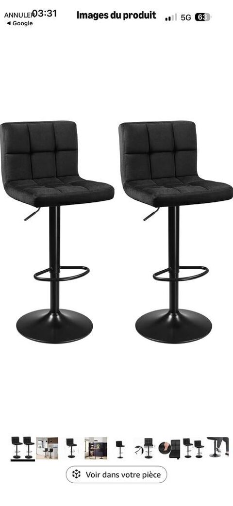 6 tabourets de bar velours noir 150 Saint-Martin-de-Crau (13)