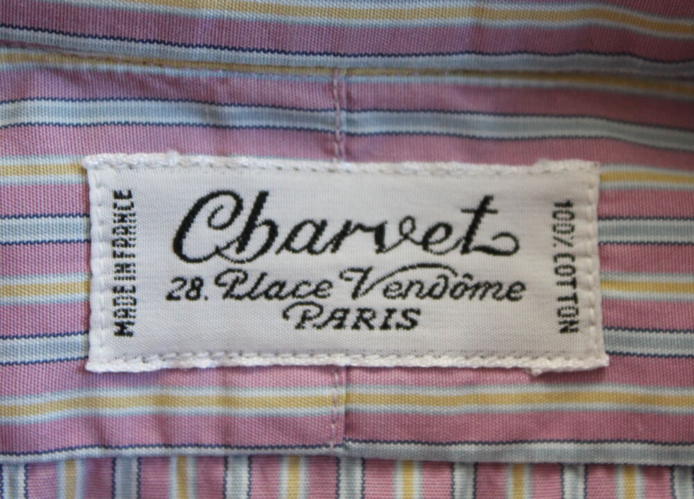 Chemise ray&eacute;e CHARVET T.40 
coton ray&eacute; rose bleu et beige Vêtements