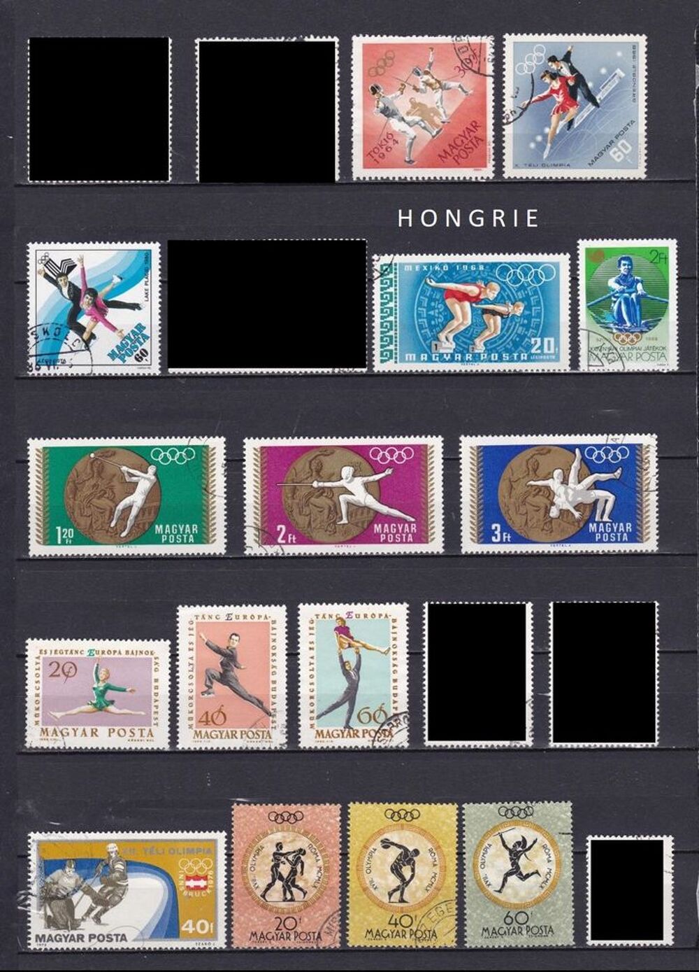 lot de 44 timbres de HONGRIE sur les SPORTS 