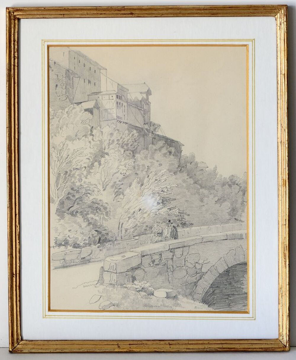 Dessin au crayon, &eacute;cole genevoise 1830-1850 .
Décoration