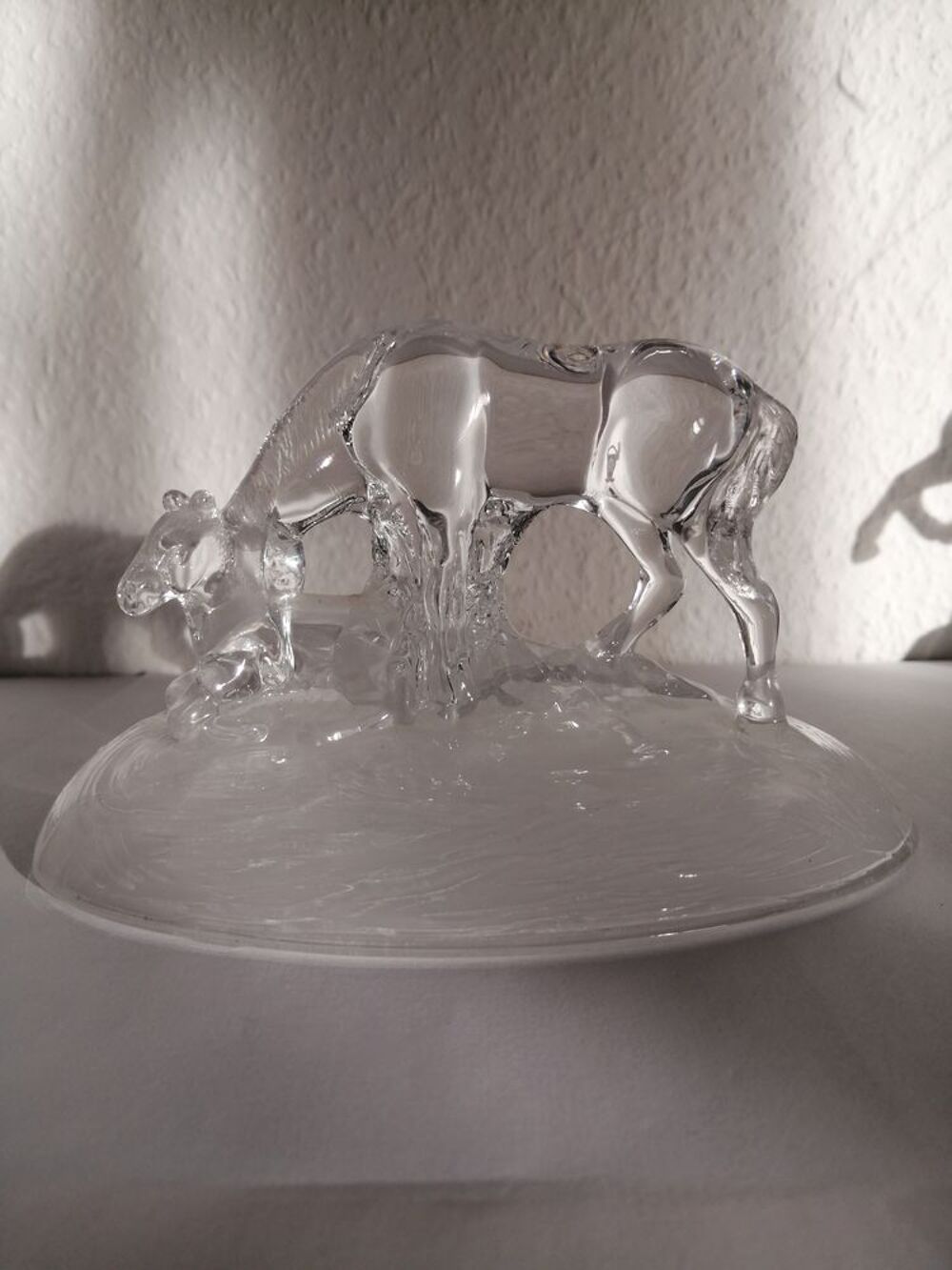 Pi&egrave;ce en cristal d'Arques : Cheval / Jument et son petit Décoration
