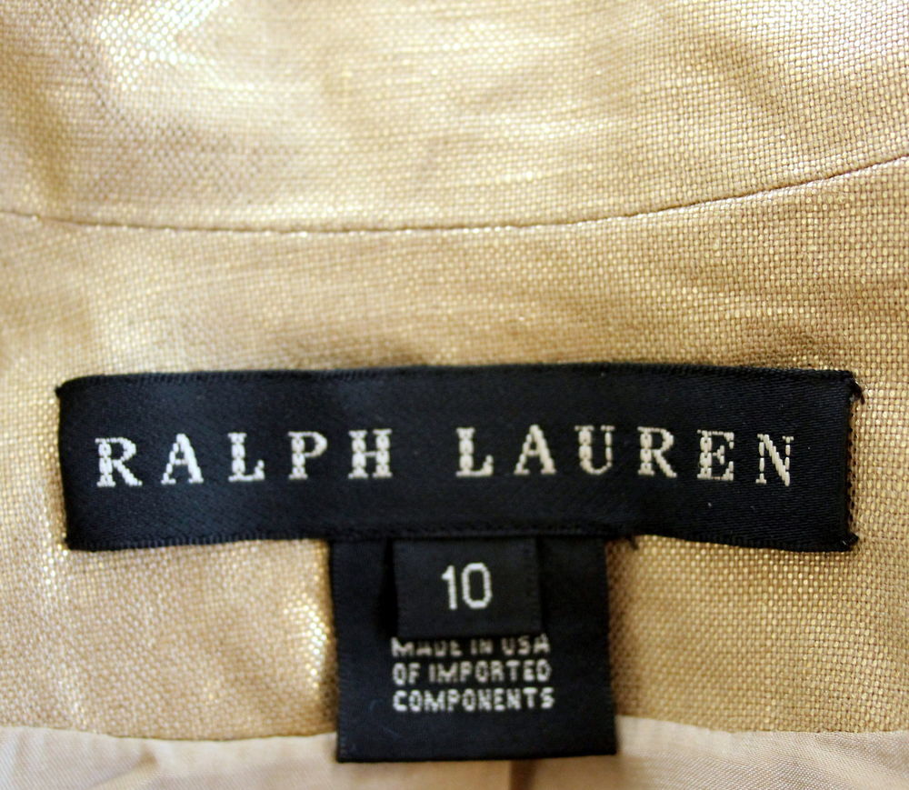 Veste lin lam&eacute;e or RALPH LAURE T.10
soit 38/40 Fr ou T.M Vêtements
