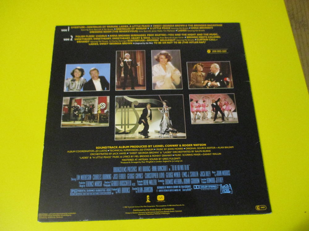 MEL BROOKS BOF 33 TOURS TO BE OR NO TO BE CD et vinyles