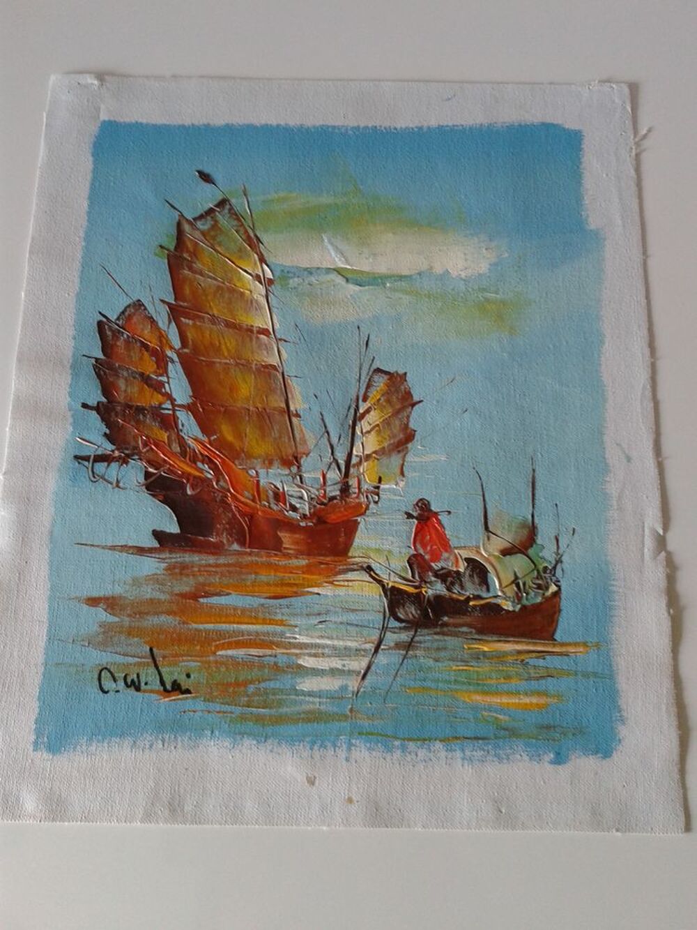toile repr&eacute;sentant un bateau &agrave; encadre
Décoration