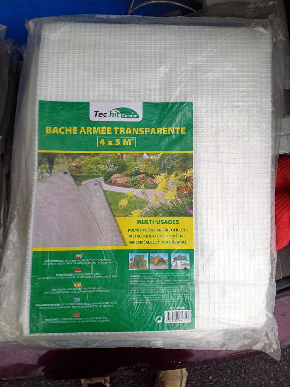 B&acirc;che arm&eacute;e transparente 4x5m neuve Jardin