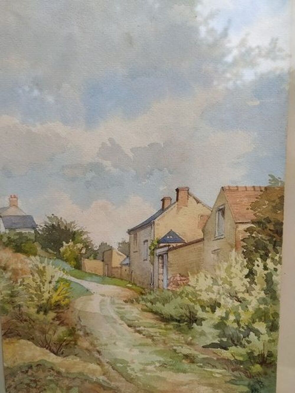 Tableau Aquarelle Paysage de Hameau Antoine Barbier
