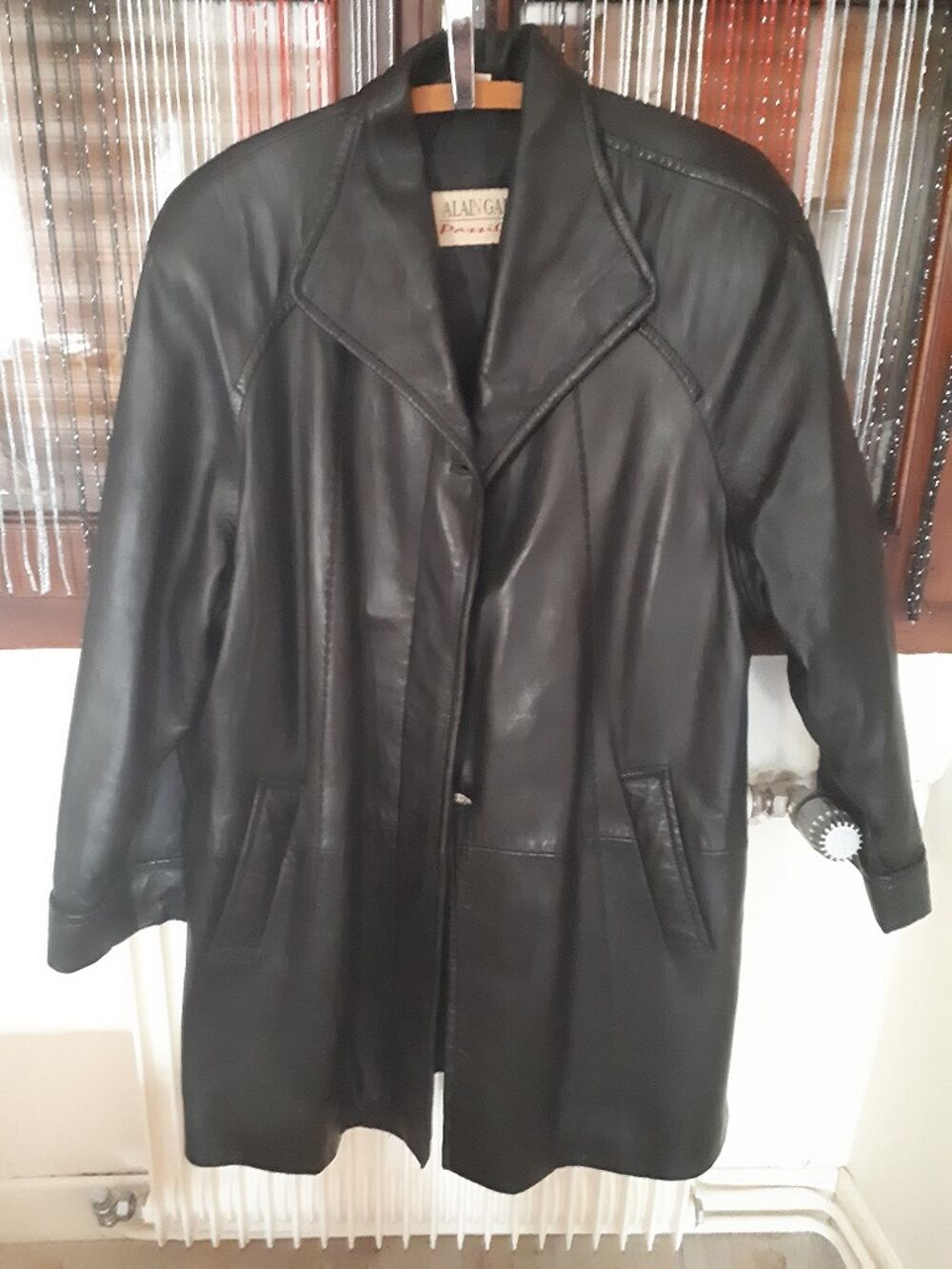 Manteau Long en Cuir Noir &Eacute;l&eacute;gant Vêtements