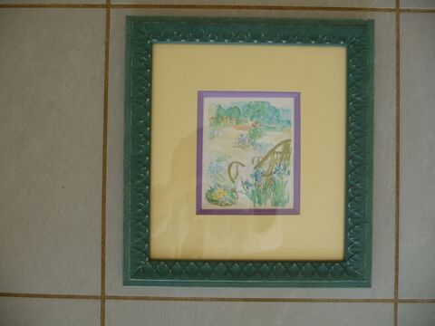 Cadre vert reproduction aquarelle jardin et fauteuil - Neuf 20 Celles-sur-Belle (79)