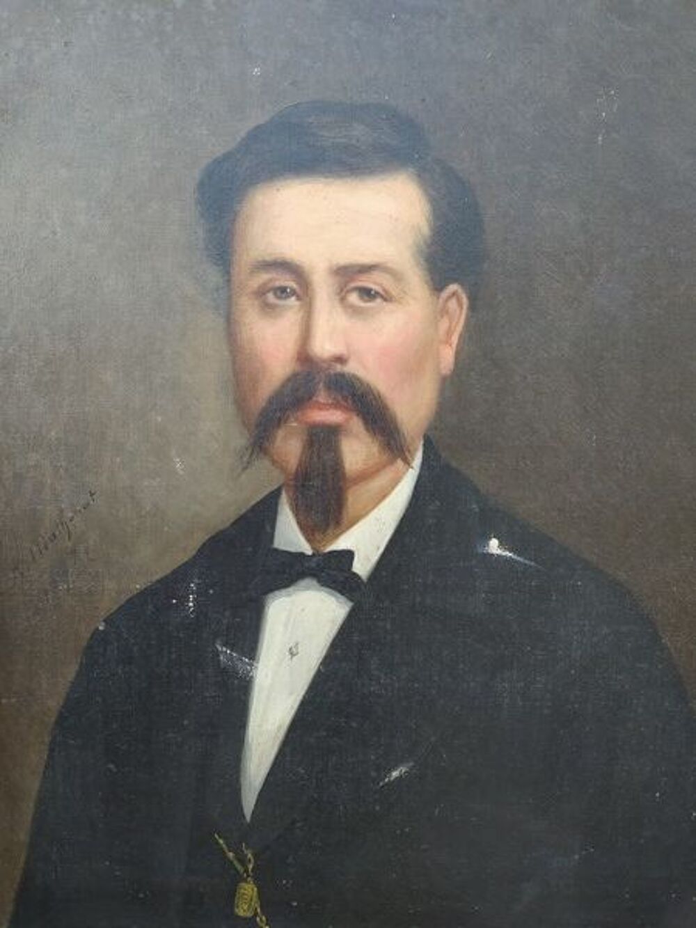 Tableau XIX&egrave;me Portrait d'Homme Sign&eacute; et Dat&eacute; 1875. 