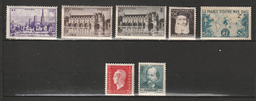 Timbres Neufs*avec CHARNIERE qqs adh&eacute;rences sur la gomme 