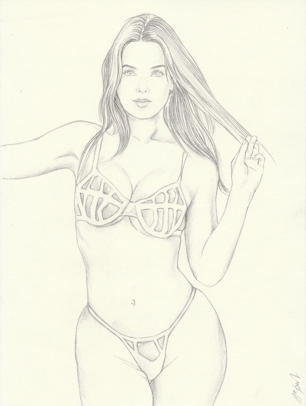 dessin de jeune femme en maillot de bain Décoration