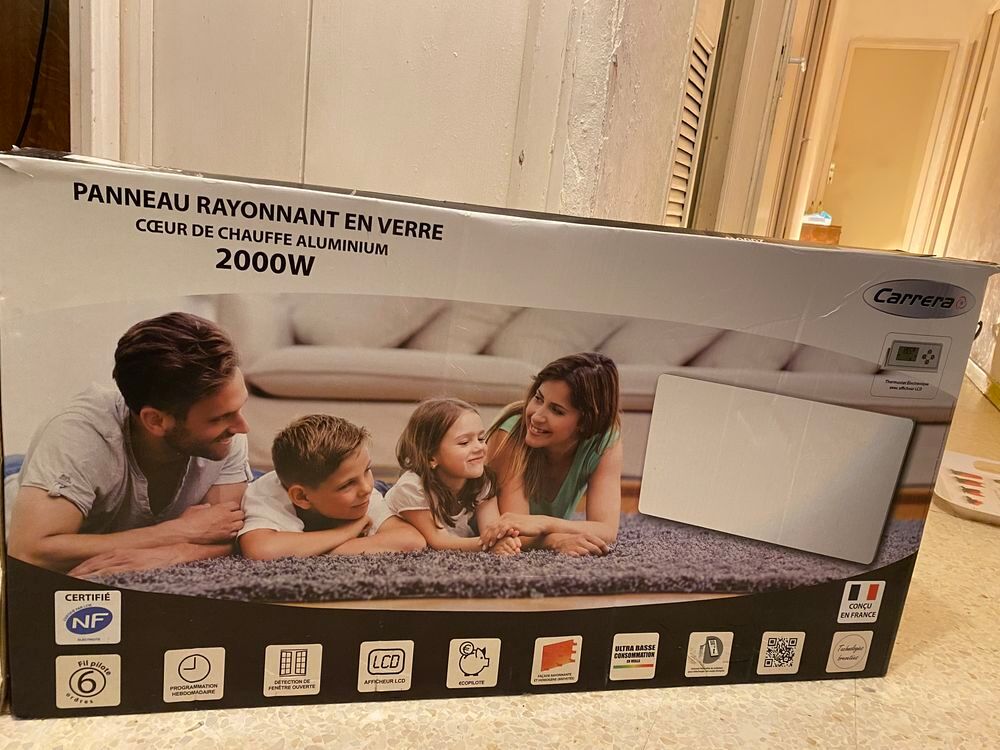 Panneau rayonnant en verre 2000 W- NEUF - Facture Electroménager