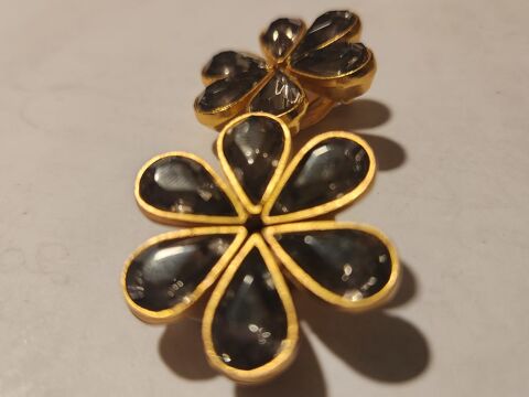 BO Boucles d'Oreilles Clip fleur dorée strass ANTIGONA 80 Vigneux-sur-Seine (91)