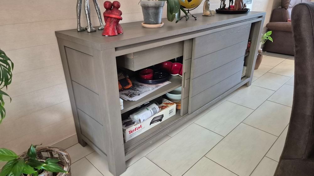 Buffet bas ch&ecirc;ne gris&eacute; Meubles