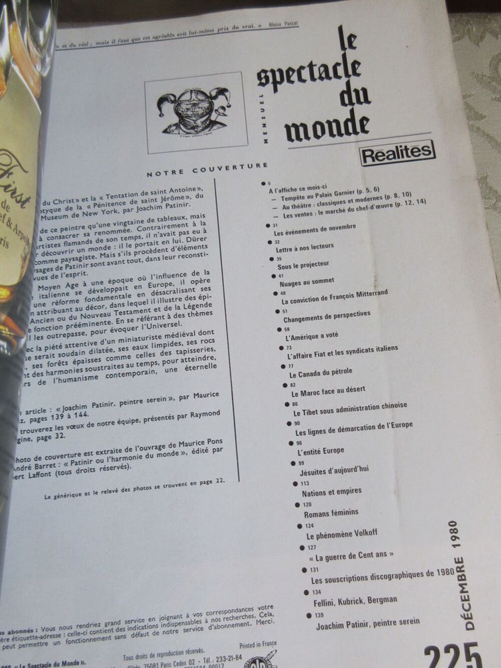 Ancien n&deg; de la revue " Le spectacle du monde " Livres et BD