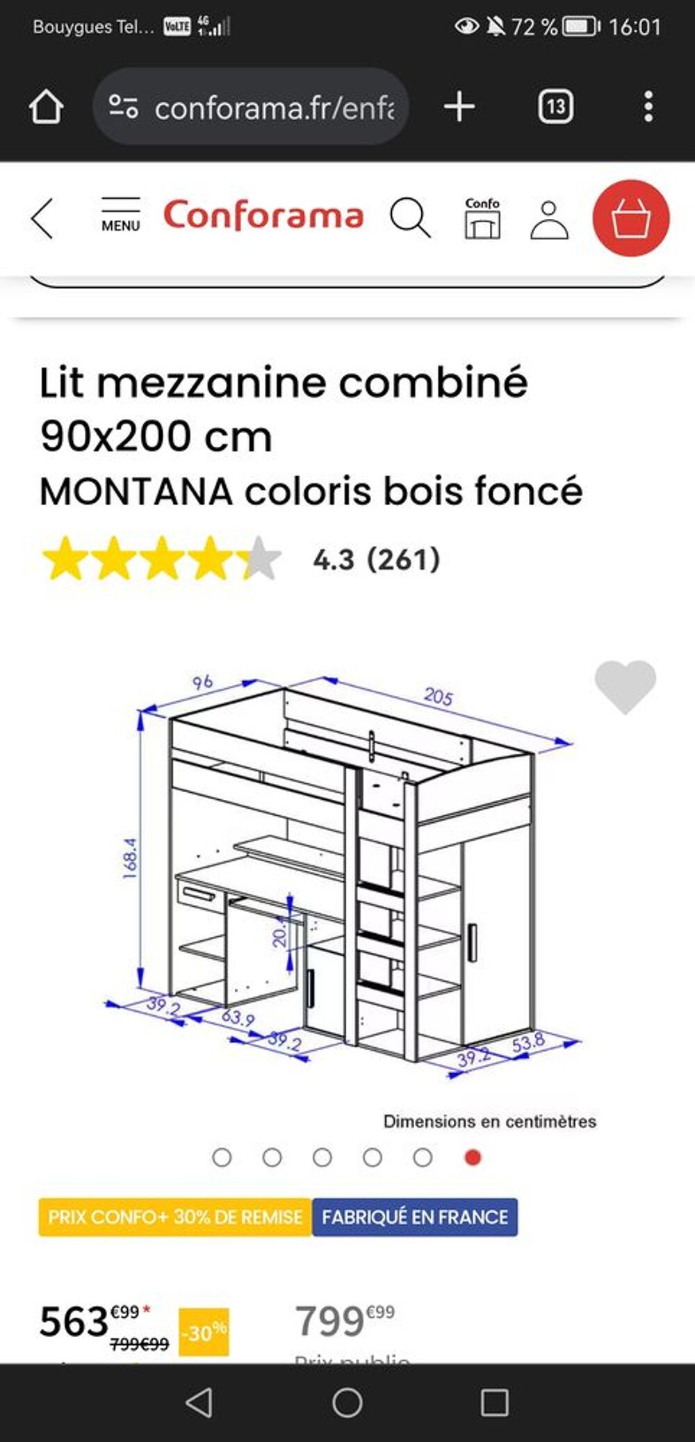 Lit mezzanine combin&eacute; Meubles