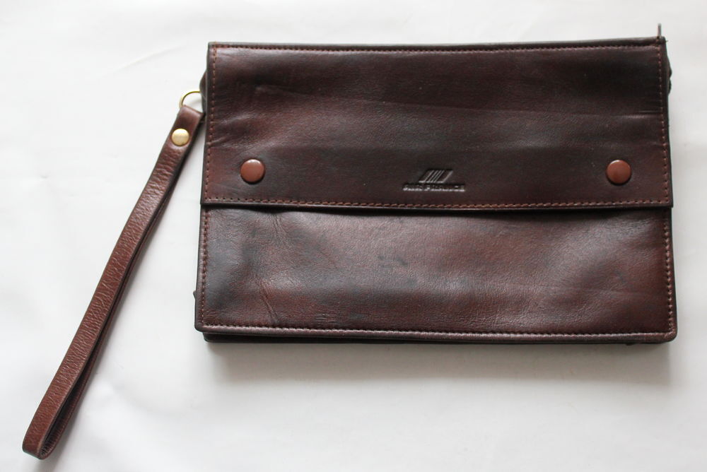 AIR FRANCE vintage pochette en cuir marron 