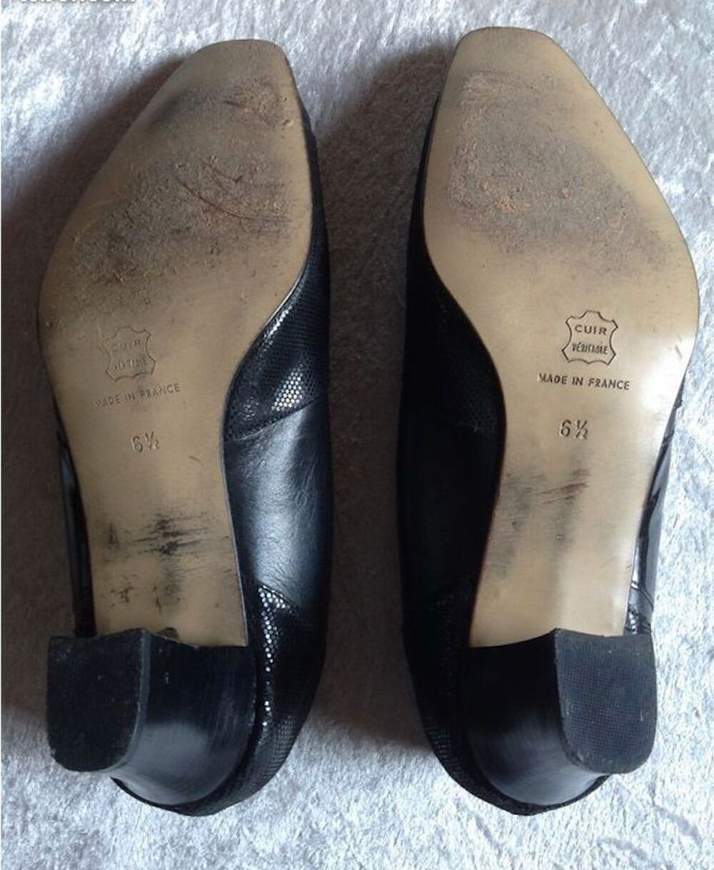 ESCARPINS CORINE TOUT CUIR V&Eacute;RITABLE NOIR VERNIS Envoi Possi Chaussures